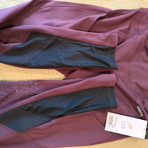 Kerrits Plum Riding Tights : Free style knee patch pocket tights M - Picture 11 of 12